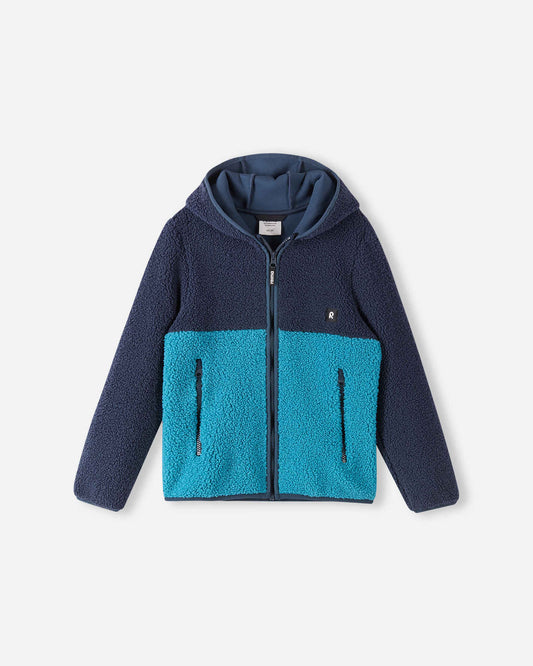 Reima Muhkea Teddy Fleece Jacket for Kids, Navy – Front View (Packshot)