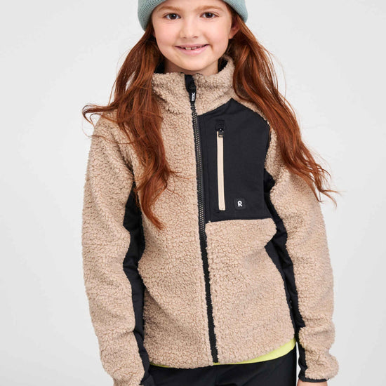 Veste en polaire Teddy Reima Puhku pour enfants – Beige terreux