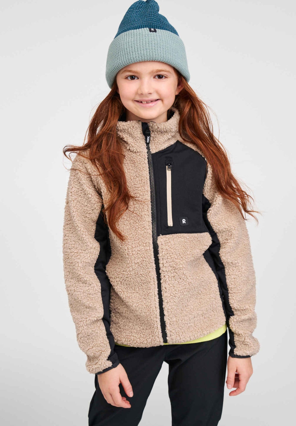 Veste en polaire Teddy Reima Puhku pour enfants – Beige terreux
