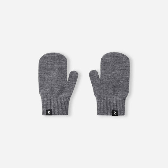 Guanti senza dita Reima Sumppu in lana merino per bambini, grigio melange – Foto del prodotto (retro)