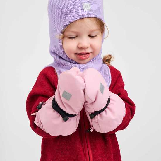 Reima Villatassu: guanti invernali per bambini piccoli, grigio e rosa – Foto in studio