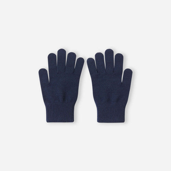 Guanti lavorati a maglia Reima Vipatus per bambini, blu navy – Foto del retro della confezione