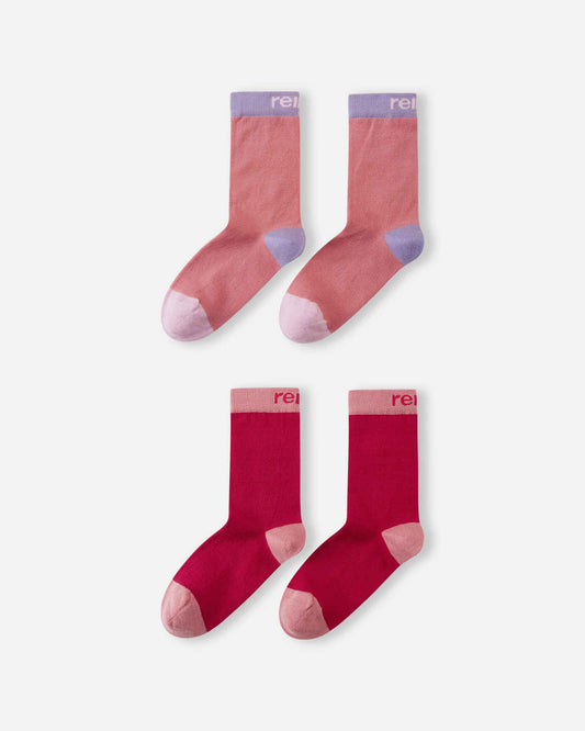 Reima Parit Wool Socks for Kids, 2-Pack, Rose Blush – Product Shot 1