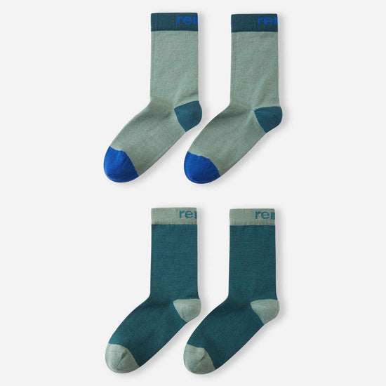 Calzini di lana Reima Parit per bambini, confezione da 2, Dark Teal – Packshot 1