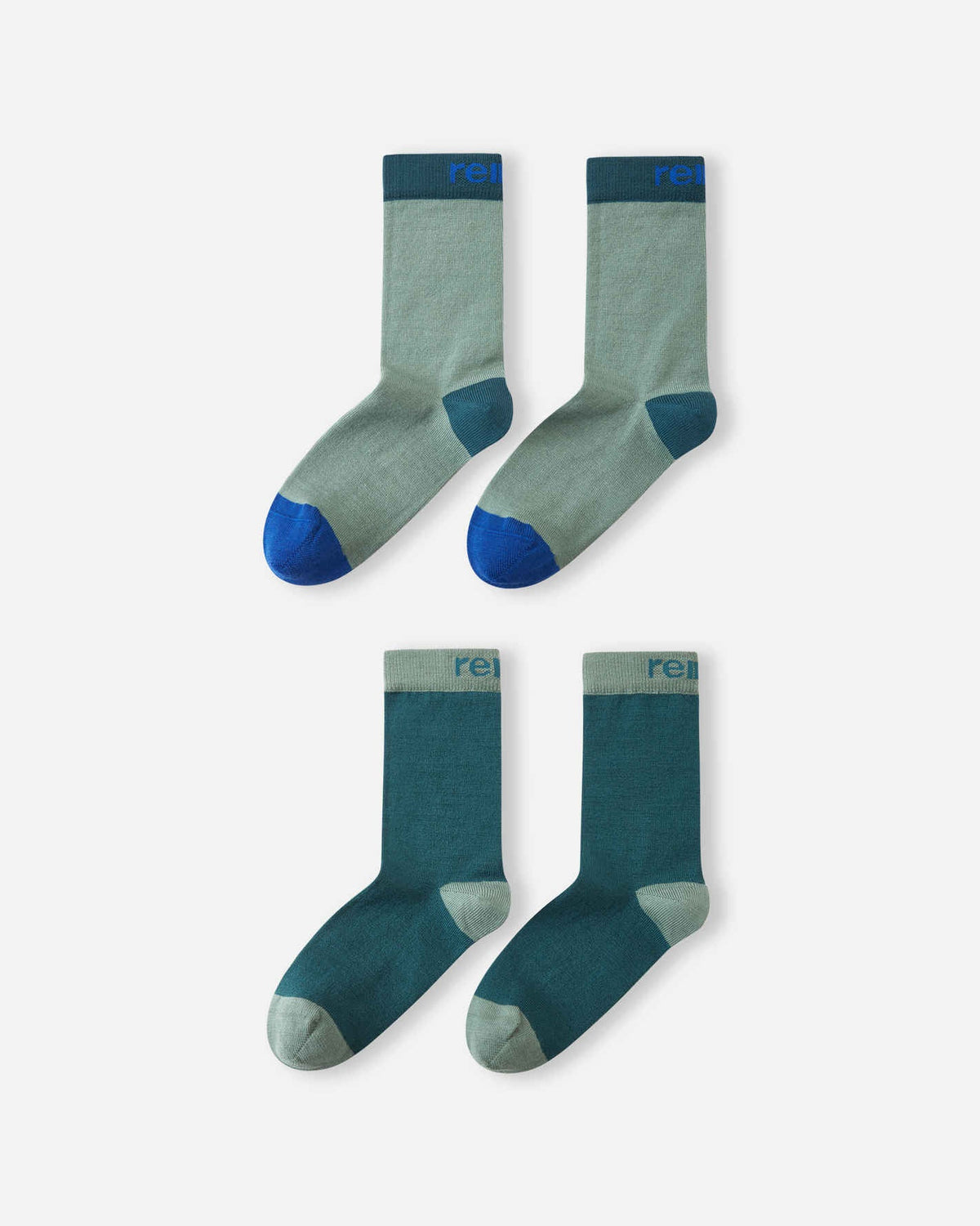 Calzini di lana Reima Parit per bambini, confezione da 2, Dark Teal – Packshot 1