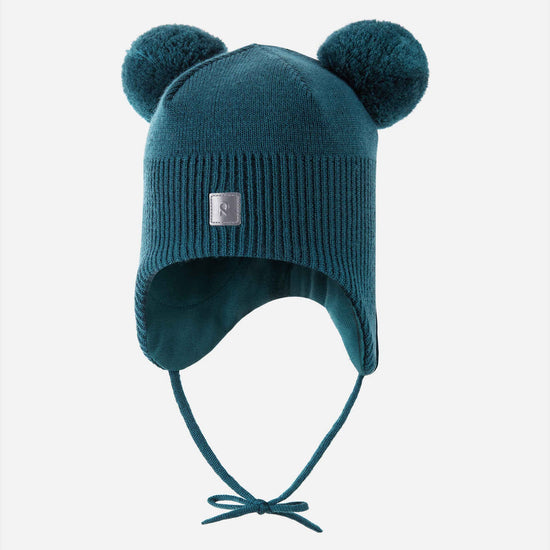 Gorro de merino Reima Kumpi para niños pequeños – Verde azulado oscuro