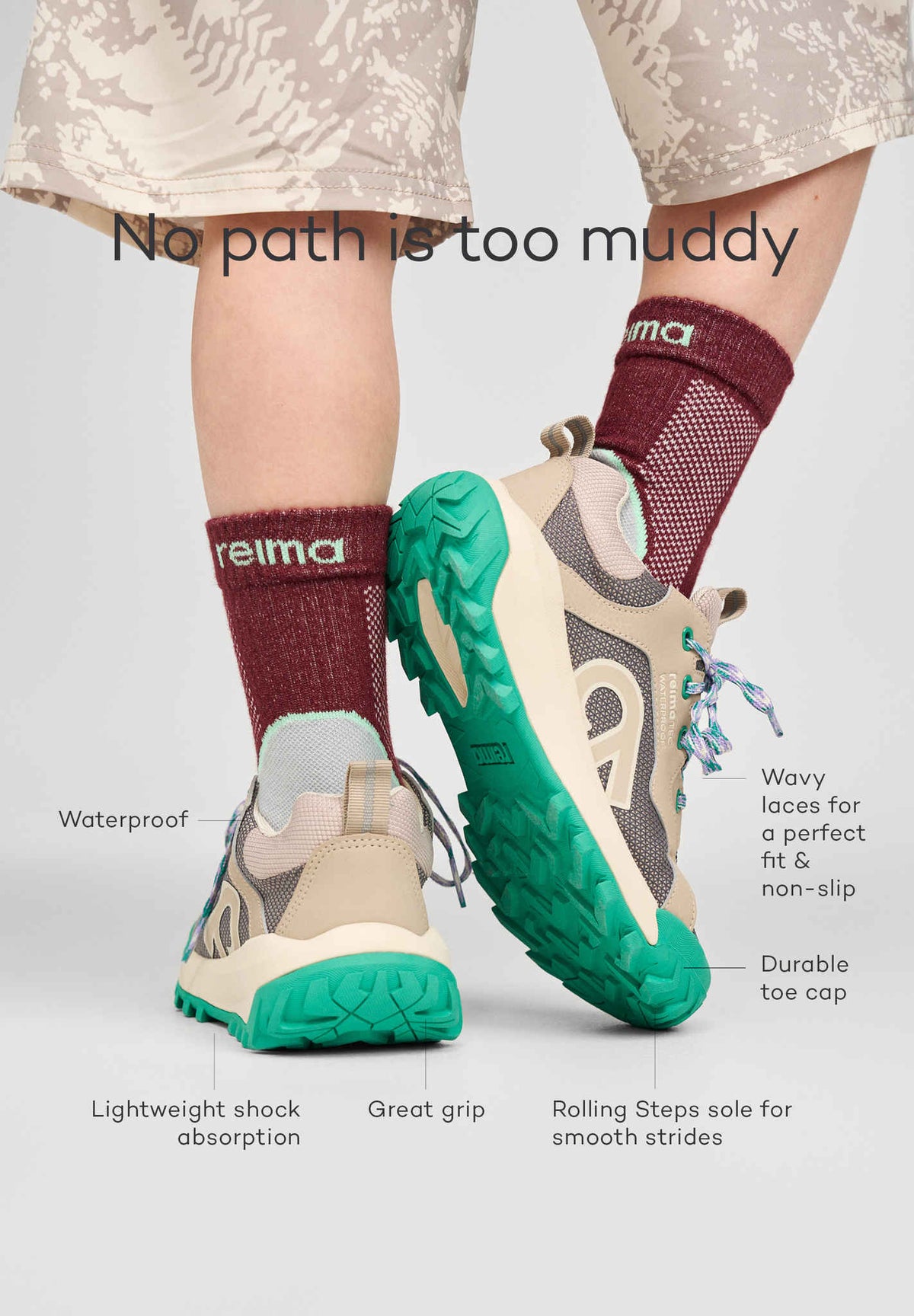 Reima Kulkuri Low ReimaTec wandelschoenen voor kinderen, zwart – Studiofoto 1