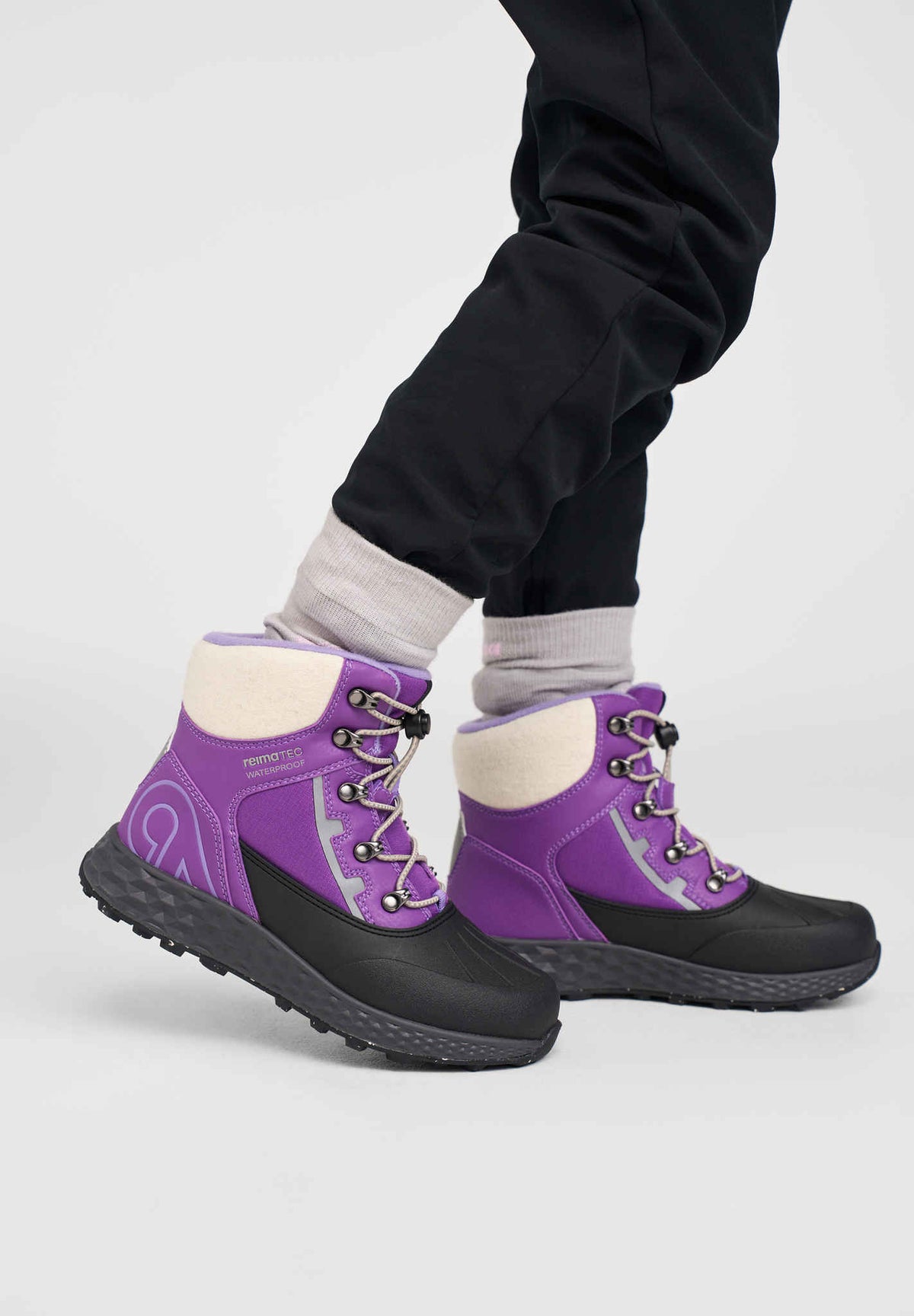 Reima Hallava Lace ReimaTec Winter Boots for Kids, Plum Purple – Studio Shot, View 8