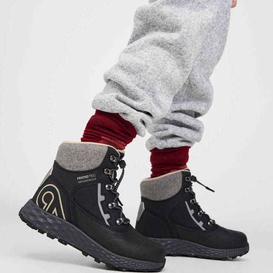 Reima Hallava Lace ReimaTec Winter Boots for Kids, Black – Studio Shot, View 8