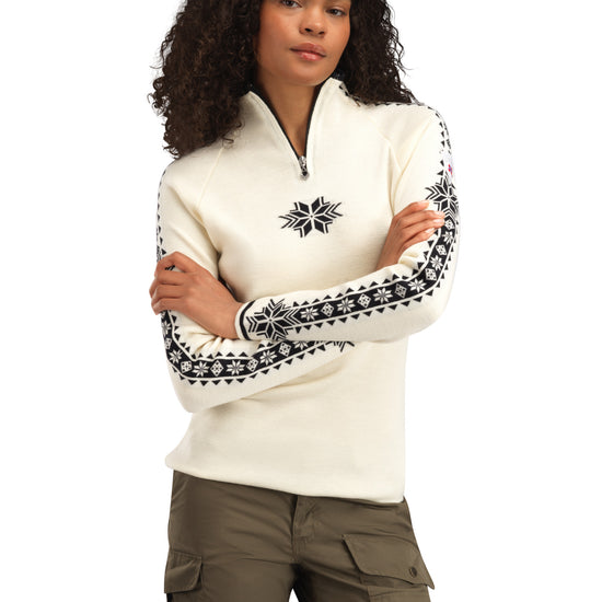 Dale Of Norway W GEILO FEM SWEATER Offwhite Black XL - PeakStyle