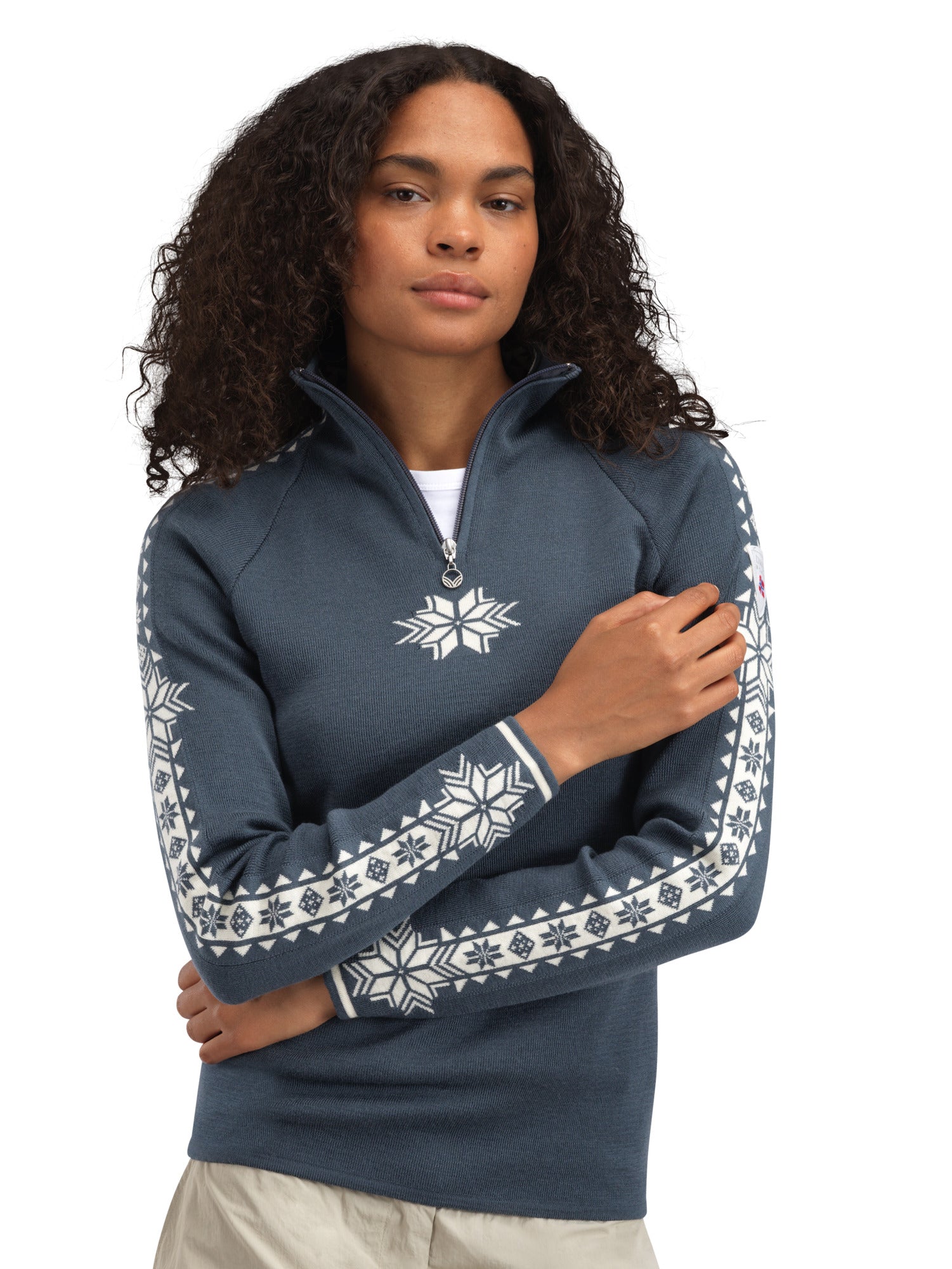 Dale Of Norway W GEILO FEM SWEATER Steel Offwhite XL - PeakStyle