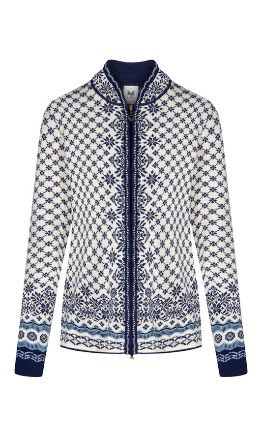 Dale Of Norway W SOLFRID FEM JACKET Offwhite Electricstorm Navy XXL - PeakStyle