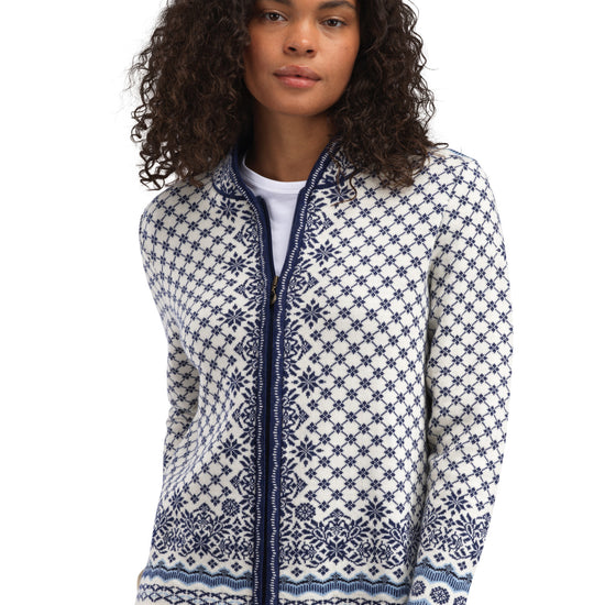 Dale Of Norway W SOLFRID FEM JACKET Offwhite Electricstorm Navy XXL - PeakStyle