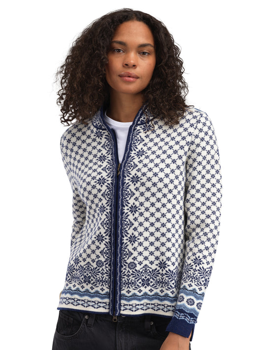 Dale Of Norway W SOLFRID FEM JACKET Offwhite Electricstorm Navy XXL - PeakStyle