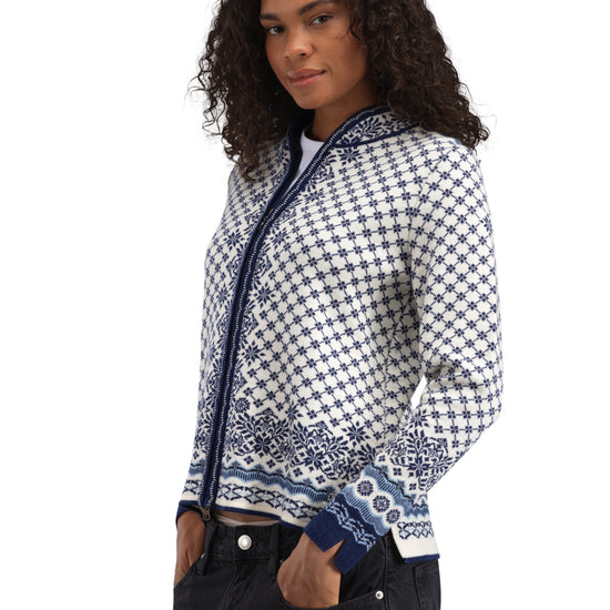 Dale Of Norway W SOLFRID FEM JACKET Offwhite Electricstorm Navy XXL - PeakStyle