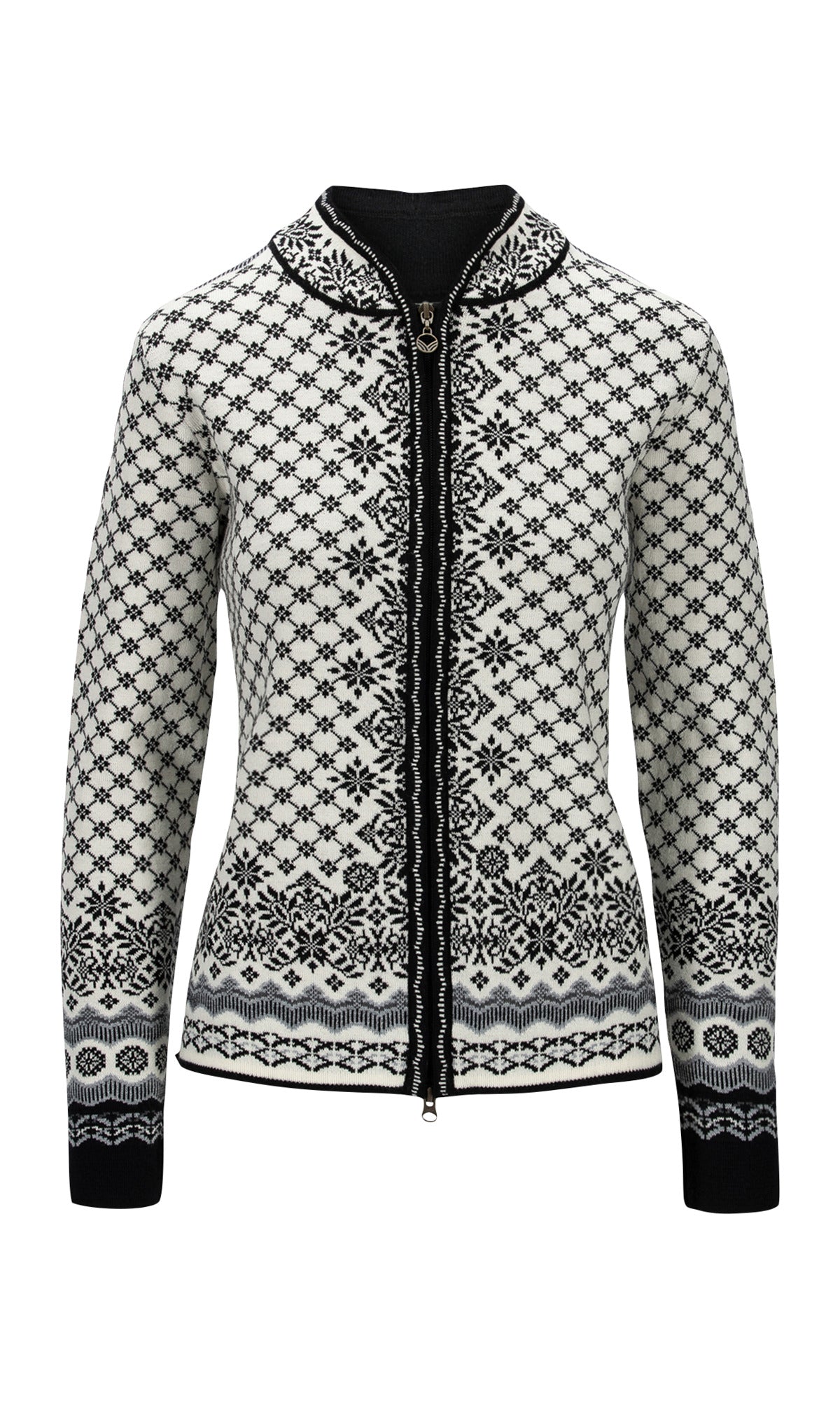 Dale Of Norway W SOLFRID FEM JACKET Offwhite Black Schiefer Grau XS - PeakStyle