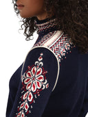 Dale Of Norway W 140TH ANNIVERSARY FEM JACKET Navy Redrose Offwhite XL - PeakStyle