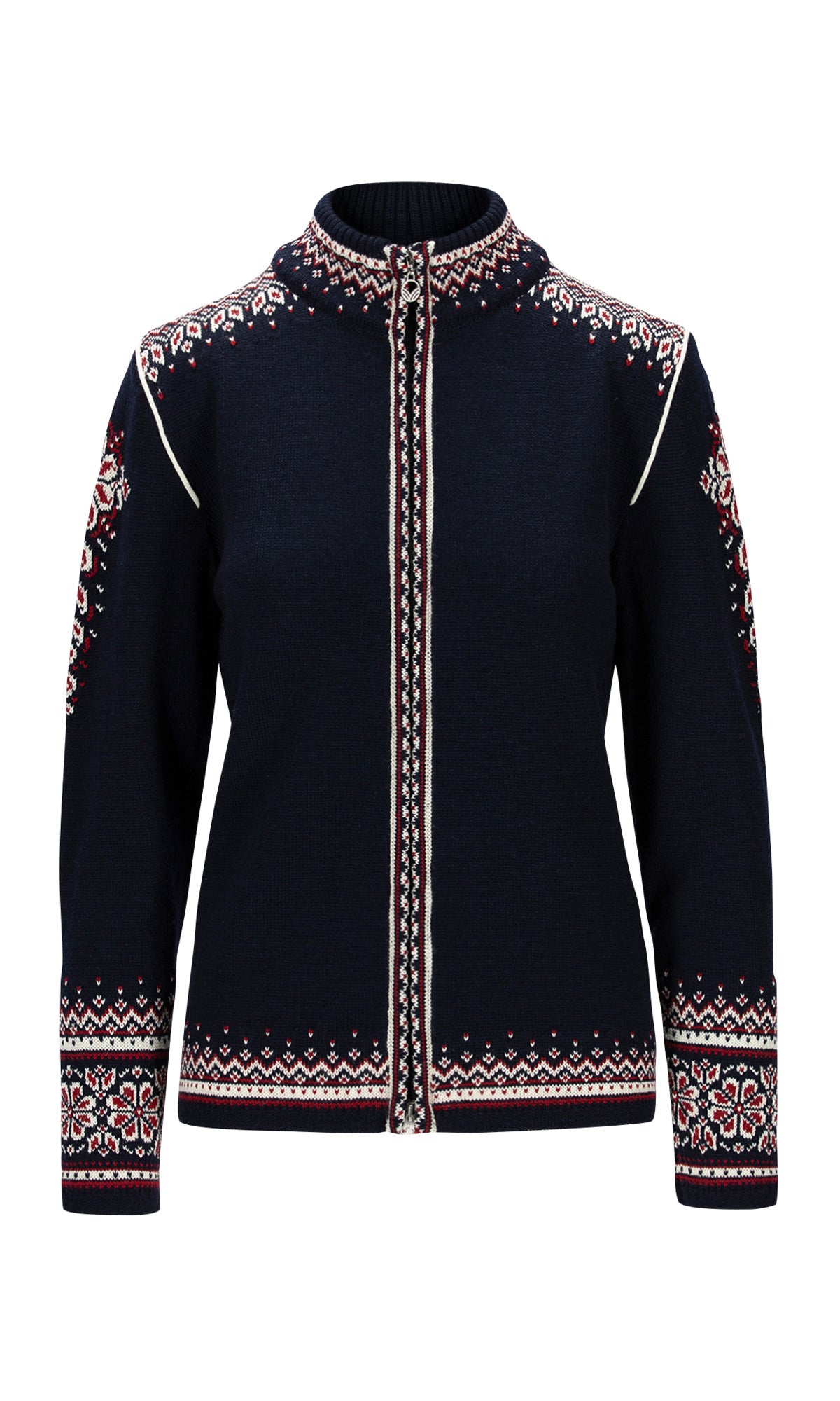 Dale Of Norway W 140TH ANNIVERSARY FEM JACKET Navy Redrose Offwhite XL - PeakStyle