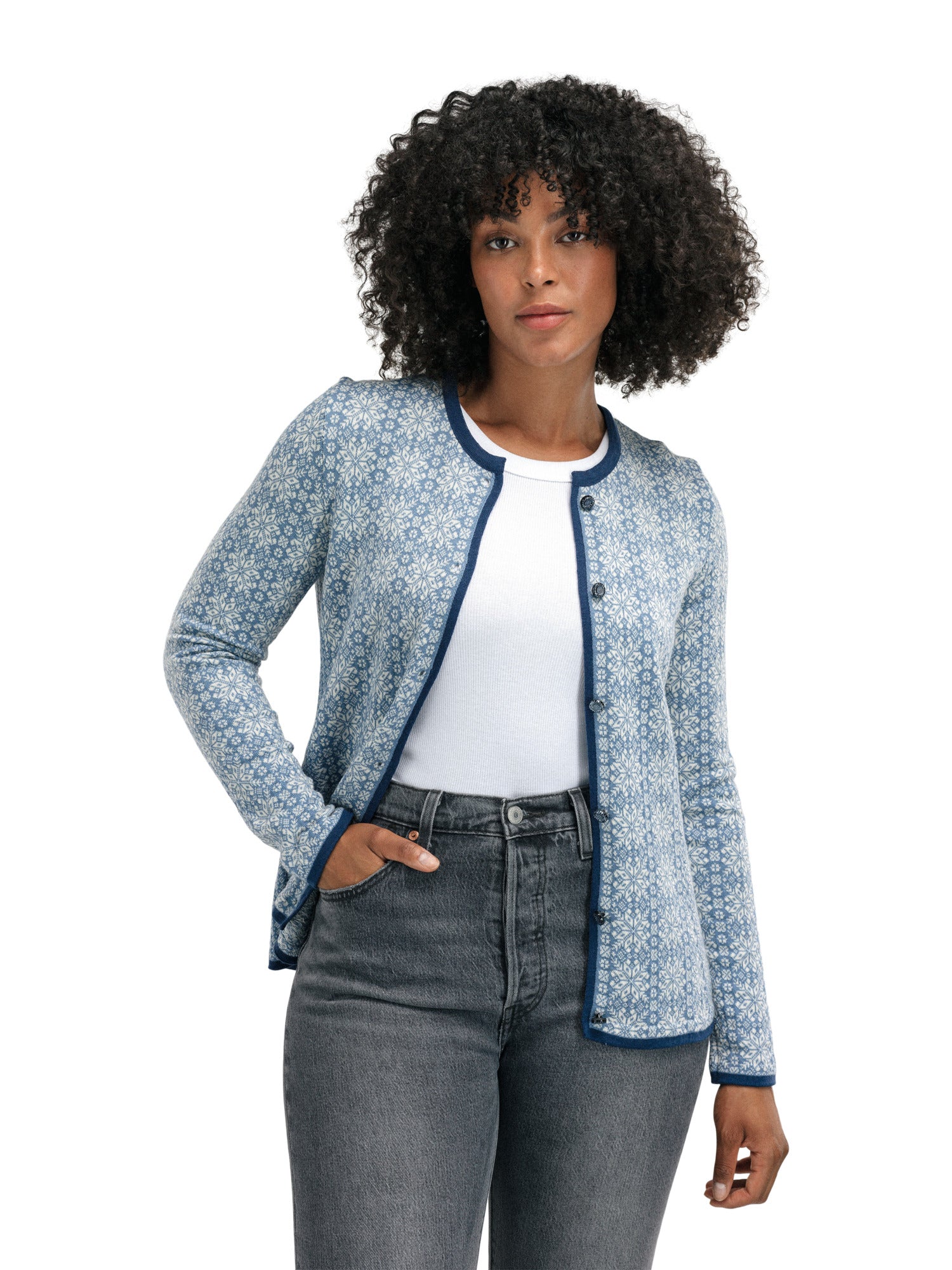 Dale Of Norway W OTHELIE FEM JACKET Blueshadow Offwhite XL - PeakStyle