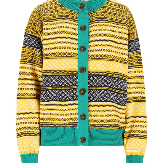 Dale Of Norway W SKARPØY FEM CARDIGAN Sweethoney Peacock MidnNavy XL - PeakStyle