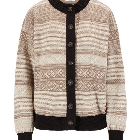 Dale Of Norway W SKARPØY FEM CARDIGAN Sand Mountainstone Coffee XL - PeakStyle