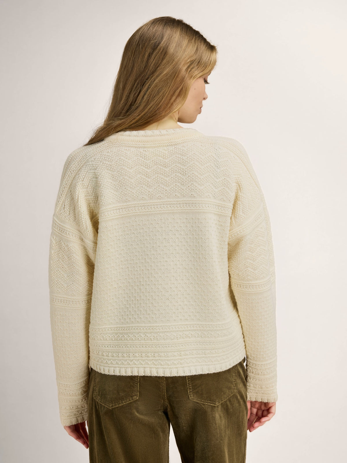 Dale Of Norway LUSA Women's Wool Cardigan Offwhite – Studio Back View