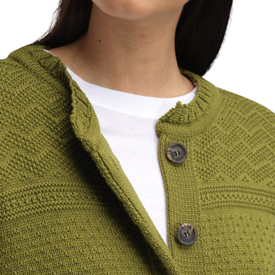 Dale Of Norway LUSA Women's Wool Cardigan Alum Green – Button Detail