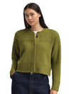 Dale Of Norway LUSA Wool Cardigan Women Alum Green – Studio Front View