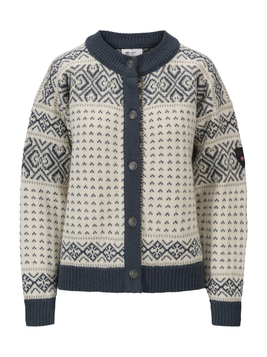 Dale Of Norway W HANNAH FEM. CARDIGAN Offwhite Steel Lightcharcoal XL - PeakStyle