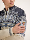Dale Of Noorwegen VAIL Wollen Trui Heren Offwhite - Rook - Midnight Navy Detail