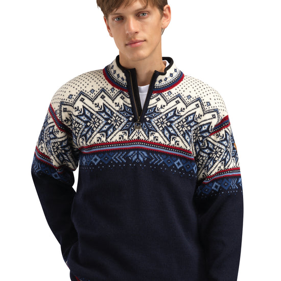 Dale Of Norway M VAIL MASC SWEATER Midnightnavy Redrose Offwhite 3XL - PeakStyle