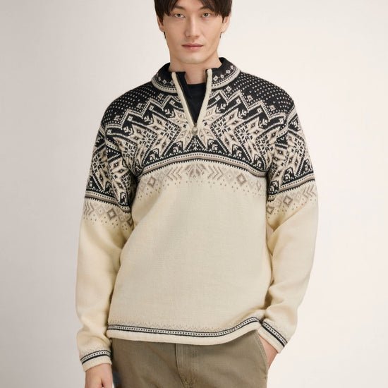 Dale Of Noorwegen VAIL Wollen Trui Heren Offwhite - Koffie - Sandstone Studio