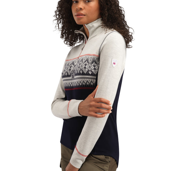 Dale Of Norway W MORITZ FEM BASIC SWEATER Navy White Raspberry XL - PeakStyle