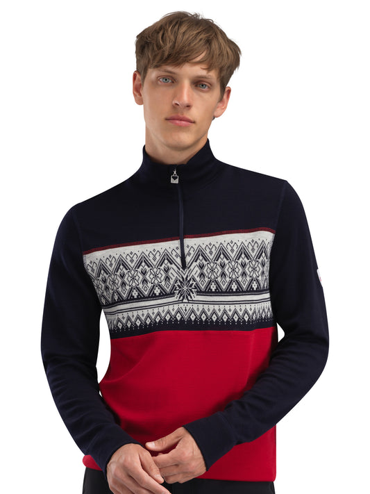 Dale Of Norway M MORITZ MASC BASIC SWEATER Raspberry Navy Offwhite XXL - PeakStyle