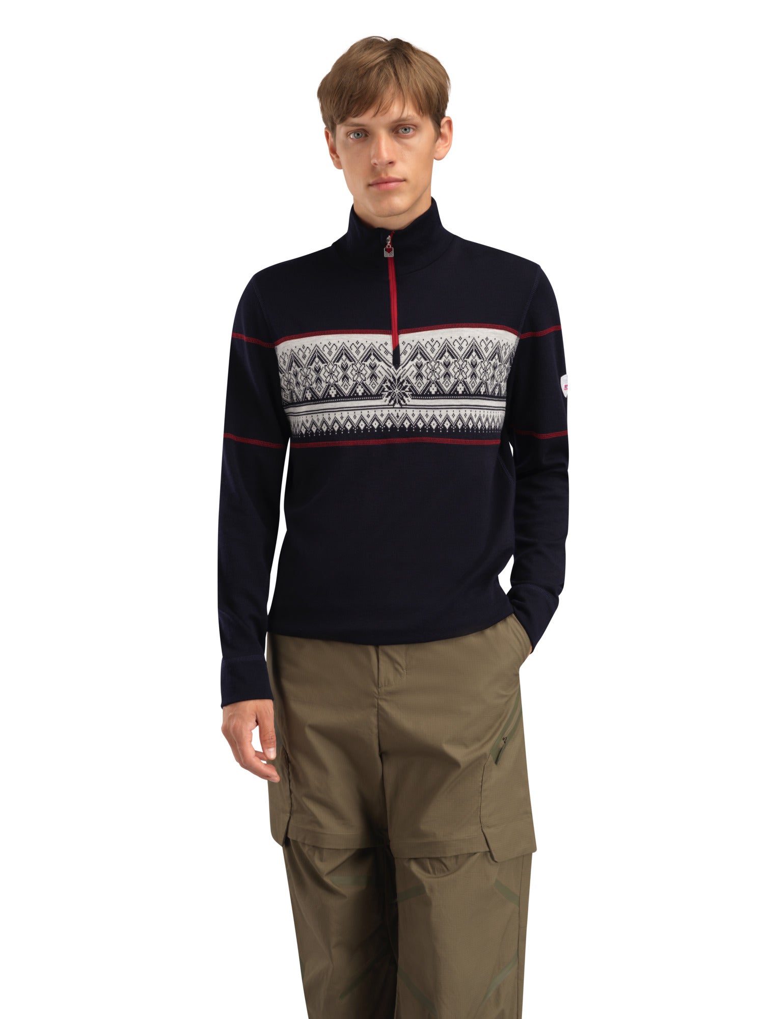 Dale Of Norway M MORITZ MASC BASIC SWEATER Navy White Raspberry XXL - PeakStyle