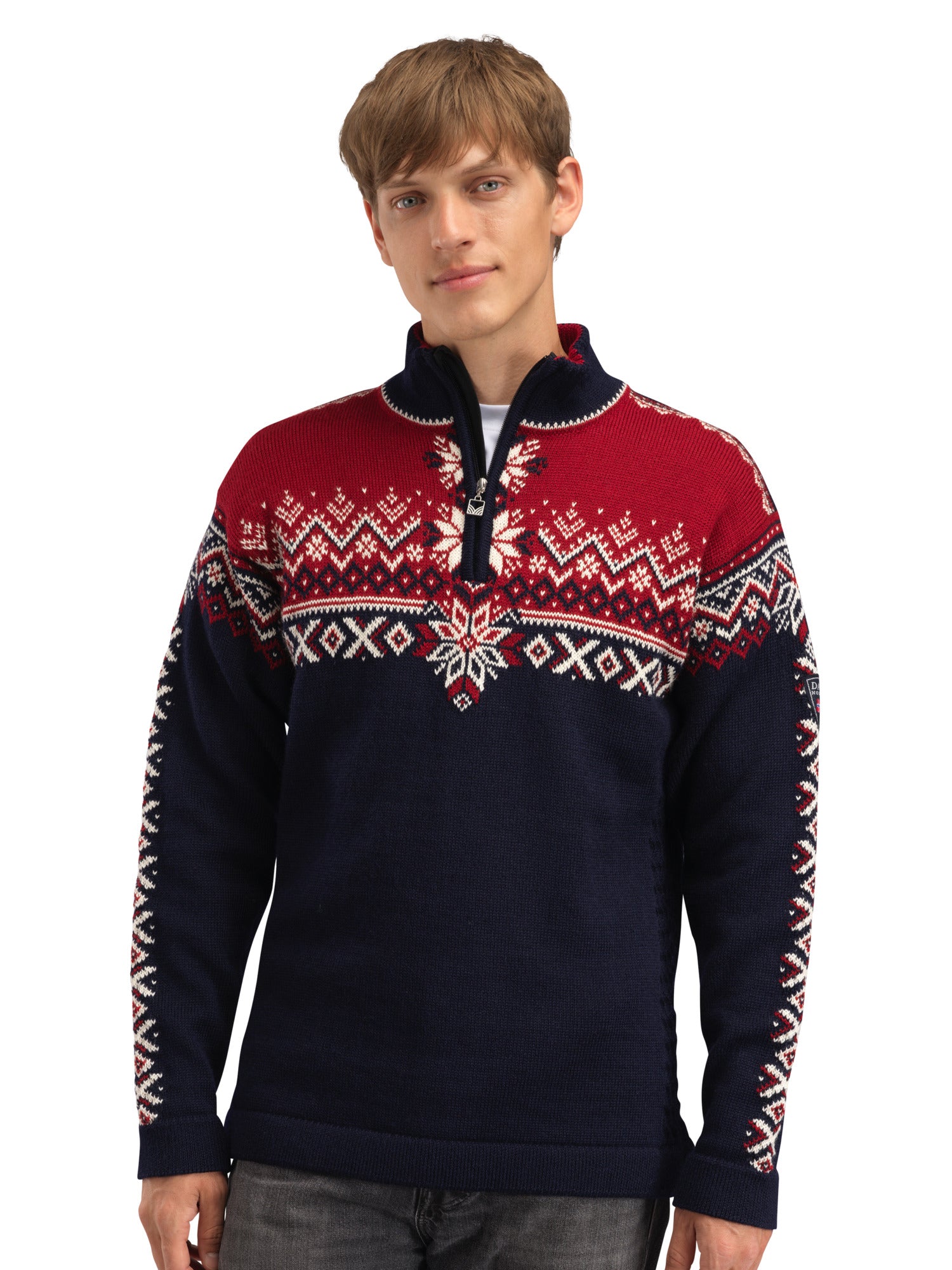 Dale Of Norway M 140TH ANNIVERSARY MASC SWEATER Navy Redrose Offwhite 3XL - PeakStyle