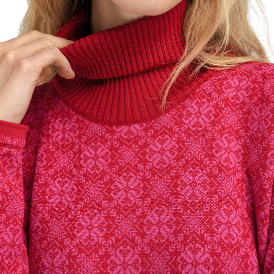 Dale Of Noorwegen FIRDA Merino Sweater Dames Framboos - Allium – Detail