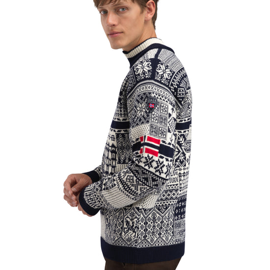 Dale Of Norway M HISTORY SWEATER Navy Offwhite Raspberry XXL - PeakStyle