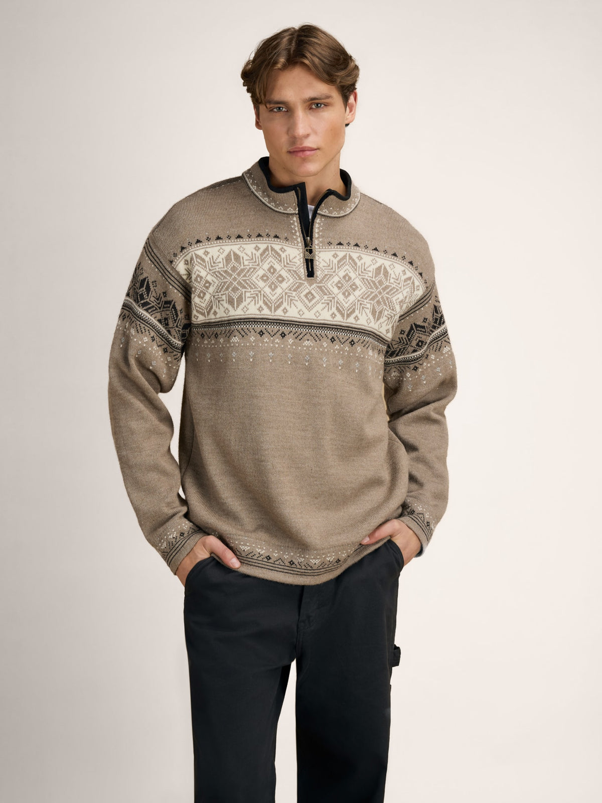 Dale of Noorwegen BLYFJELL Heren Mountainstone - Offwhite - Koffie - Studio vooraanzicht