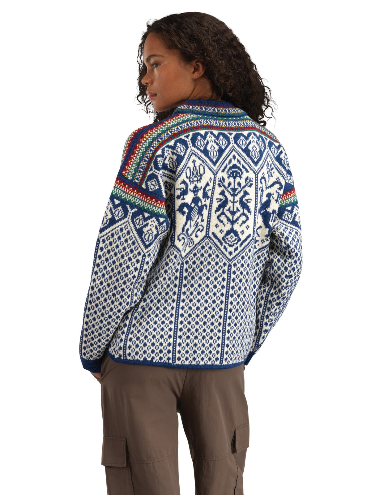 Dale of Norway 1994 Pull en laine pour femme Indigo - Blanc cassé - Moutarde - Studio Back