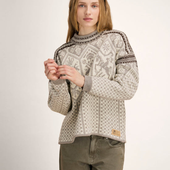 Pull en laine pour femme Dale of Norway 1994 Vanilla Sugar - Blanc naturel - Café – vue studio