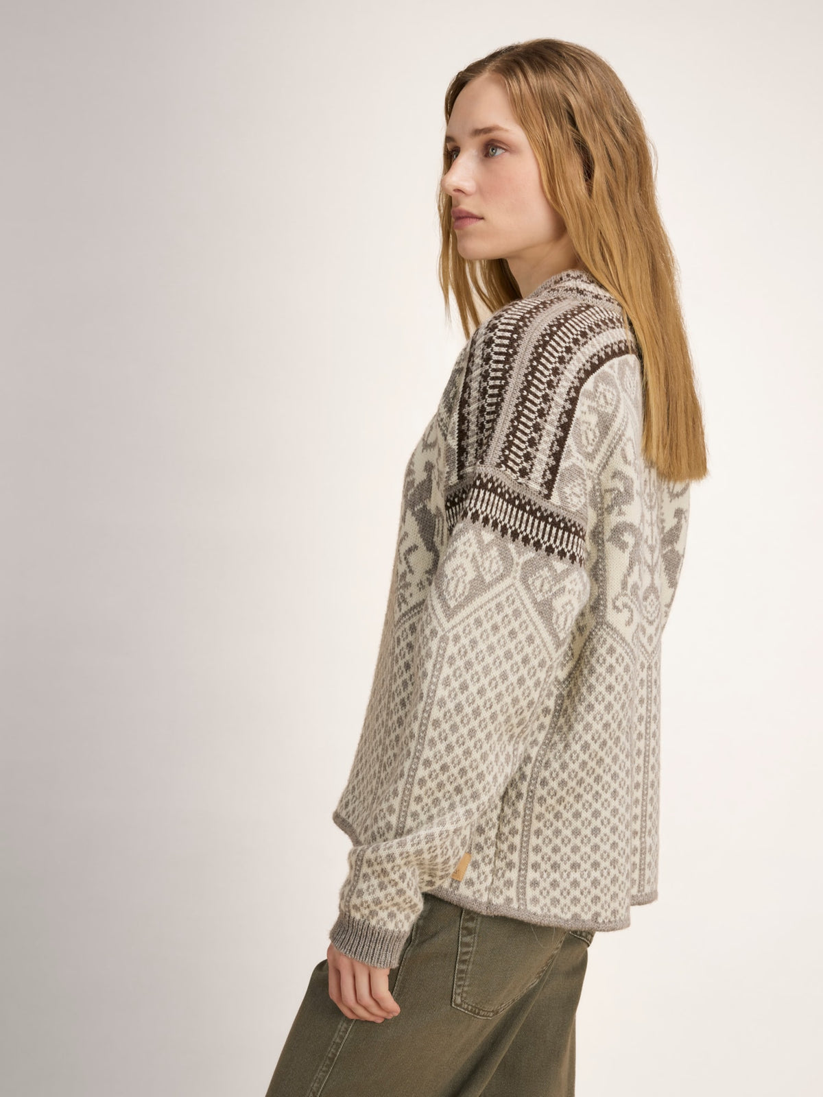 Dale of Norway 1994 Pull en laine pour femme Sucre Vanille - Blanc Naturel - Café – Studio Back