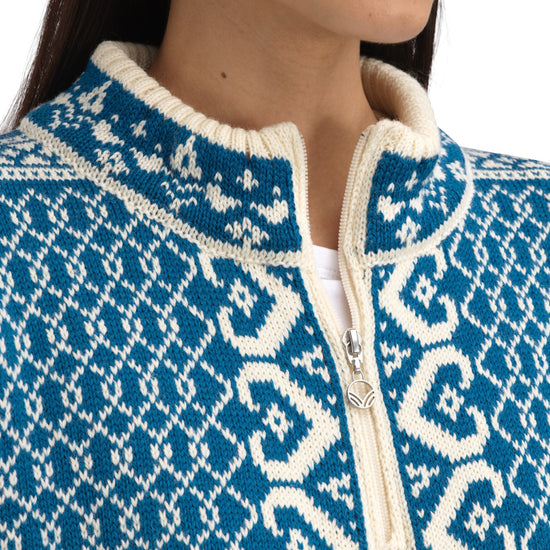 Dale Of Norway LEKNES Wollpullover Damen Arctic Blue - Offwhite – Detail