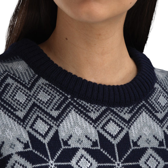Dale of Norway VILJA wool sweater women – Mid Blue - Marine - Steel – detailed view