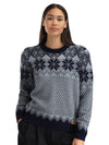 Dale of Norway VILJA Wool Sweater Women – Mid Blue - Marine - Steel – Studio Front