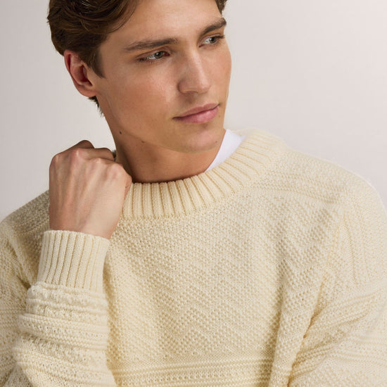 Dale Of Noorwegen LUSA Wollen Trui Heren Offwhite – Detailportret