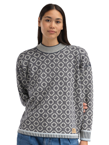 Dale Of Norway LANGØY Merino-Pullover Damen Marine - Offwhite Packshot
