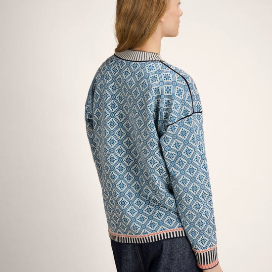 Dale Of Norway LANGØY Merino-Pullover Damen Arctic Blue - Offwhite Studio Rückansicht