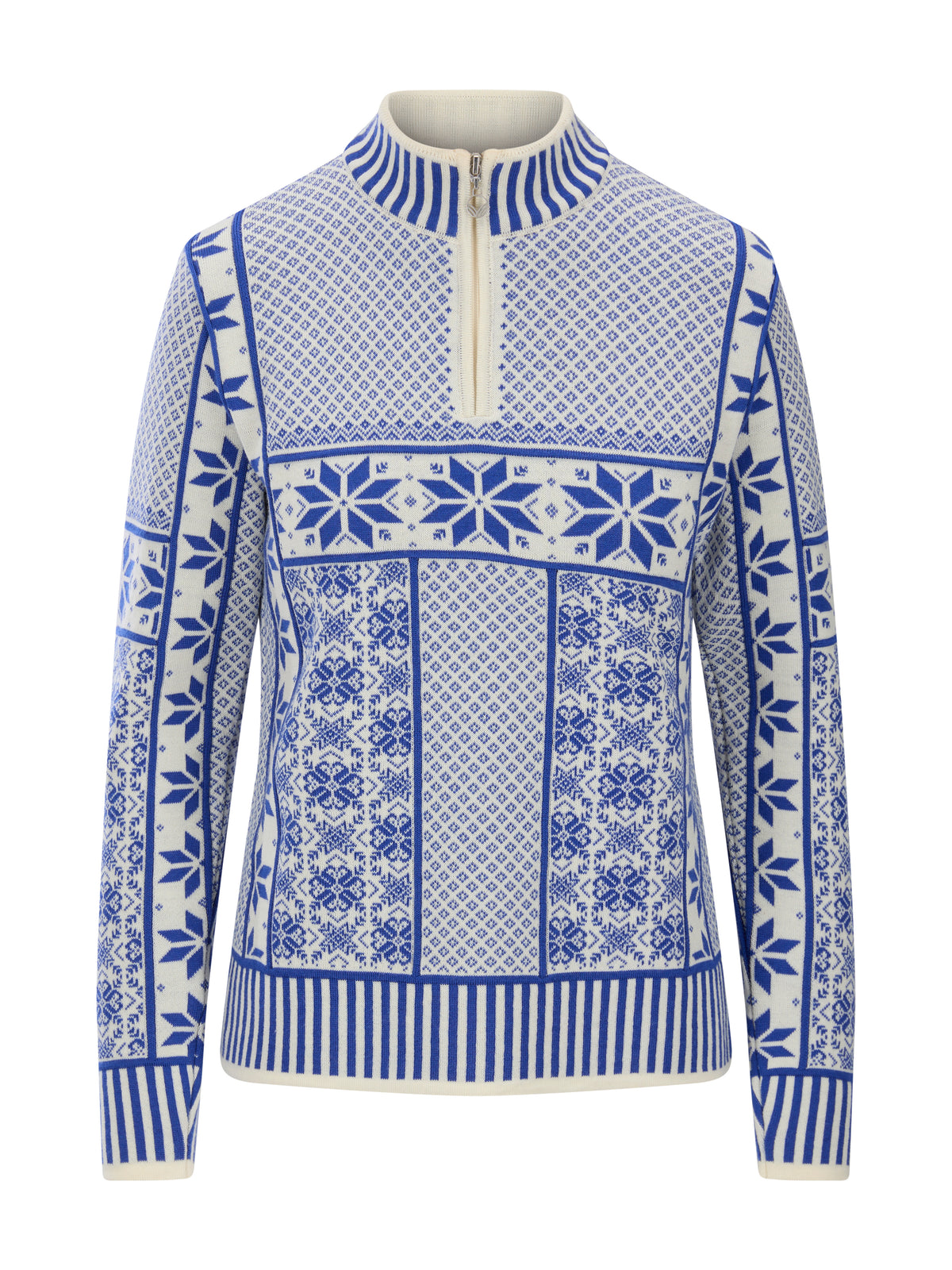 Dale Of Norway VARDÅSEN Damen – Offwhite - Ultramarine – Packshot – 96361_A00_Vardaasen_fem_sweater