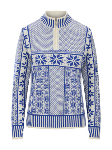 Dale Of Norway VARDÅSEN Damen – Offwhite - Ultramarine – Packshot – 96361_A00_Vardaasen_fem_sweater